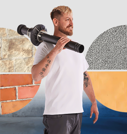 Sascha Galbusera trägt eine Quadro Secura® Quick Wanddurchführung