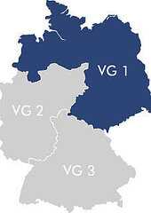 Deutschlandkarte mit Markierung Vertriebsgebiet 1  Nord-Ost